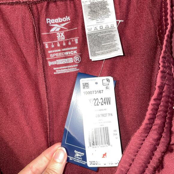 Reebok Pull-on Drawstring-Waist Tricot Pants Classic Maroon 3X - Picture 3 of 8